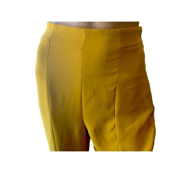 Express Yellow High-Waist Front-Seam Solid Flared Trousers Size Small - Picture 2 of 15